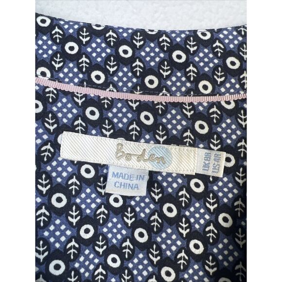 Boden Mollie Dress Floral Tunic blue gray US 4 Boho 3/4 sleeve small mini womens - Picture 7 of 12